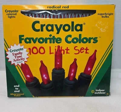 VTG 96 Crayola Favorite Colors 100 Light Count Indoor/Outdoor Lights Radical Red - Image 1 of 3