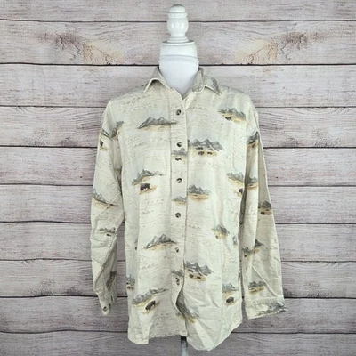 Camisa de Colección Cabela's Mujer Estampado de Búfalo Gamuza Suave Peso Pesado Botón Med Foto 1 de 4