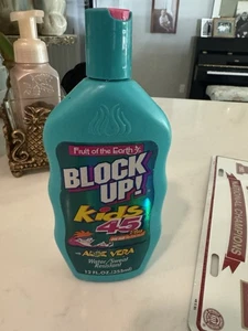 VTG 90s Fruit of the Earth Block Up! Kids SPF 45 Sunscreen Bottle w/ Aloe Vera - Picture 1 of 1