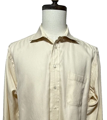 Burberry London Dress Shirt Mens Large 16.5 Cream Long Sleeve Made in USA - Image 1 of 4