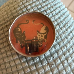 Antique Cat & Mouse Dexterity Pocket Puzzle Game Germany 1920s Mirror Halloween - Picture 1 of 4