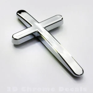 Jesus Cross car auto bike 3D chrome decal. - Imagen 1 de 1