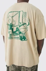 Men's Plus Oversized LA Basketball Graphic T-Shirt by Boohoo- 4xl & 5xl - Picture 1 of 3