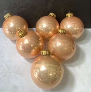 Vintage Krebs Glass Christmas Ball Ornament W Germany Peach Apricot - Picture 1 of 5