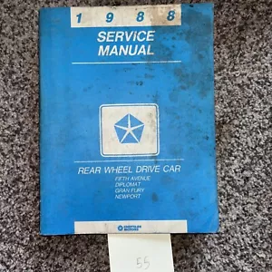 1988 Chrysler Dodge Plymouth Rear Wheel Drive Passenger Car Service Shop Manual - Picture 1 of 5