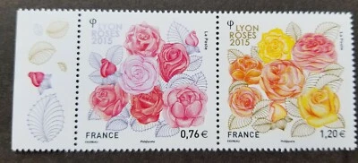 *FREE SHIP France Lyon Roses 2015 Flower Flora Plant (stamp margin) MNH - Image 1 of 4