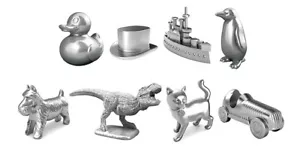 Monopoly Tokens Game Pieces x8 2025 Edition Dinosaur Penguin Car Ship Cat Duck - Picture 1 of 9