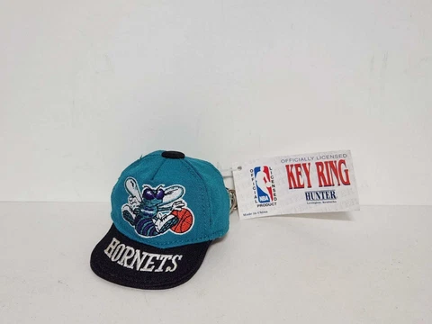 RARE NOS Vintage Licensed NBA Charlotte Hornets Mini Hat Key Chain, Ring Cover