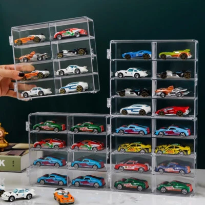 1/64 Hot Wheels Diecast 8 Car Display Cases Storage With Locking Latch Stackable - Image 1 of 4