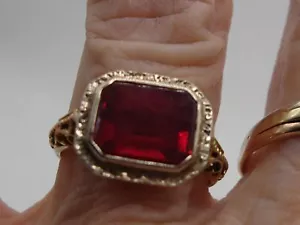 VINTAGE 14K GELB/WEISSGOLD FILIGRAN MIT 2+ CTW RUBIN RING! Gr. 7,25 - Bild 1 von 10