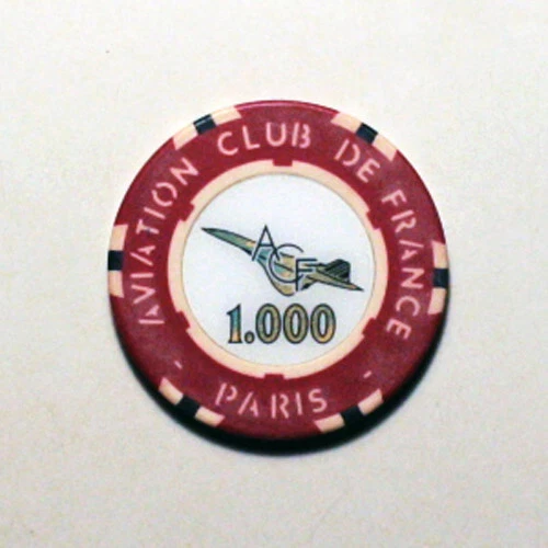 X 1 - 1000 WPT TOKEN + ACF / AVIATION CLUB DE FRANCE - B&G - POKER CHIP CASINO - Image 1 of 1