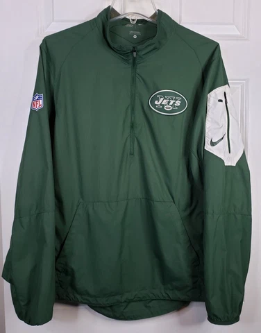 New York Jets Jacket Men Medium Green Nike On Field 1/4 Windbreaker Pullover NFL Cover