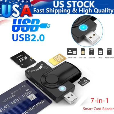 7-in-1 for Computer USB2.0 TF SD SIM ID Memory Card Multifunction Reader Adapter - Image 1 of 4