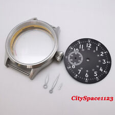 Fit ETA 6497 st36 Movement 43mm Brushed Sapphire watch case + sterile dial hands