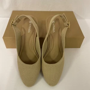 Sandali professionali Vivaia Tamia slingback zeppa donna 38 US 7,5-8 marrone mandorla punta tonda - Foto 1 di 8