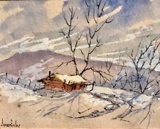 JAMES ECCLES (1885-1983),BROWN COUNTY,INDIANA WINTER LANDSCAPE WITH CABIN,EXCELL