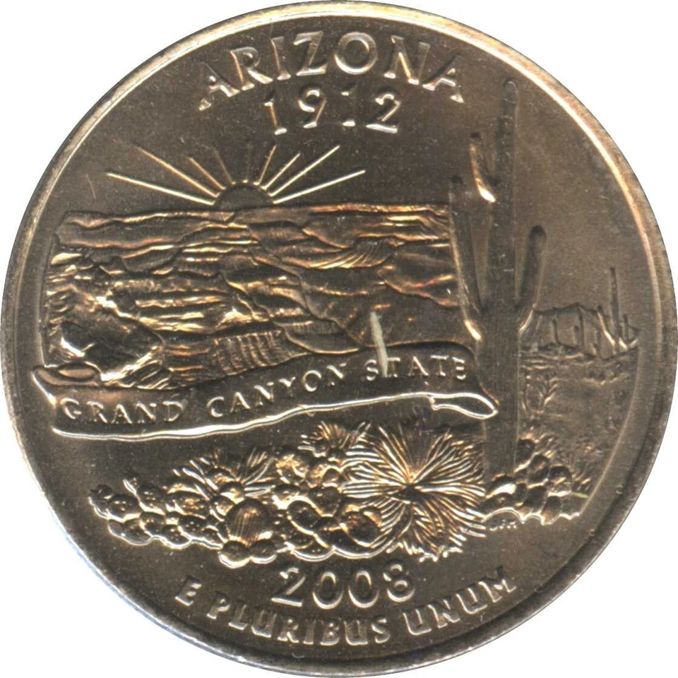 USA 1/4 Dollar Washington Quarter Arizona 2008 P AU in a capsule - Image 1 of 1