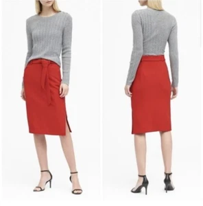NUEVO CON ETIQUETAS Banana Republic Talla Pequeña 0 Falda Rojo Corbata Cintura Lápiz - Imagen 1 de 10