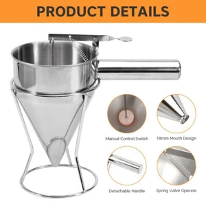 Bakeware Funnel Labor Saving Pancake Batter Dispenser Stainless Steel With Stand - Picture 1 of 2