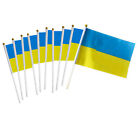 10Pcs Ukraine Flag - New 0.47*0.7 Ft / 14*21Cm - Ukrainian (With Flagpole)