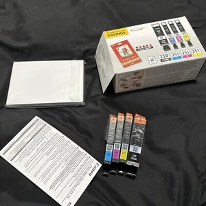 Canon 250 Black 251 C/M/Y Combo 4 Pack Ink Cartridges W/ 50 4" X 6" Photo Paper - Picture 1 of 4