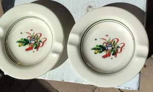 VINTAGE Viktor SCHRECKENGOST Salem China Co TWO CHRISTMAS EVE ASHTRAYS USA MINT - Picture 1 of 3