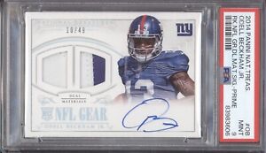 ODELL BECKHAM JR PSA 9 2014 NATIONAL TREASURES ROOKIE DUAL PATCH AUTO 10/49 RC