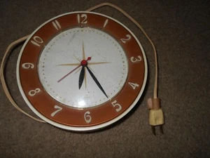 "Reloj de pared Mid-Century moderno de lujo marrón cobre tostado retro vintage 7""" - Imagen 1 de 5