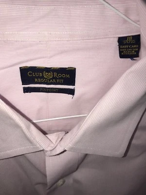 Camisa de vestir para hombre Club Room ajuste regular resistente a las arrugas 18 36/37 rosa Foto 1 de 4