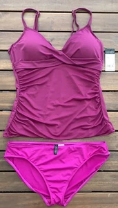 NWT $145 Ralph Lauren Tankini Set 2-toned 14 Large Maroon Hot Pink - Picture 1 of 9
