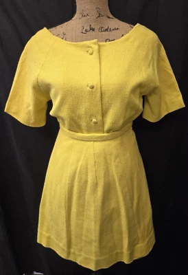 AMAZING Vintage Lemon Yellow Skirt Suit Set Elegant Dresses by Carmen Size L - Image 1 of 4