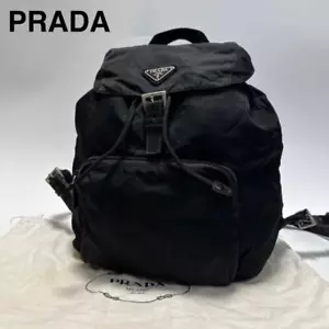 i72 Extreme Prada Triangle Logo Nylon Leather Black Drawstring Backpack #PGI8H8 - Picture 1 of 9