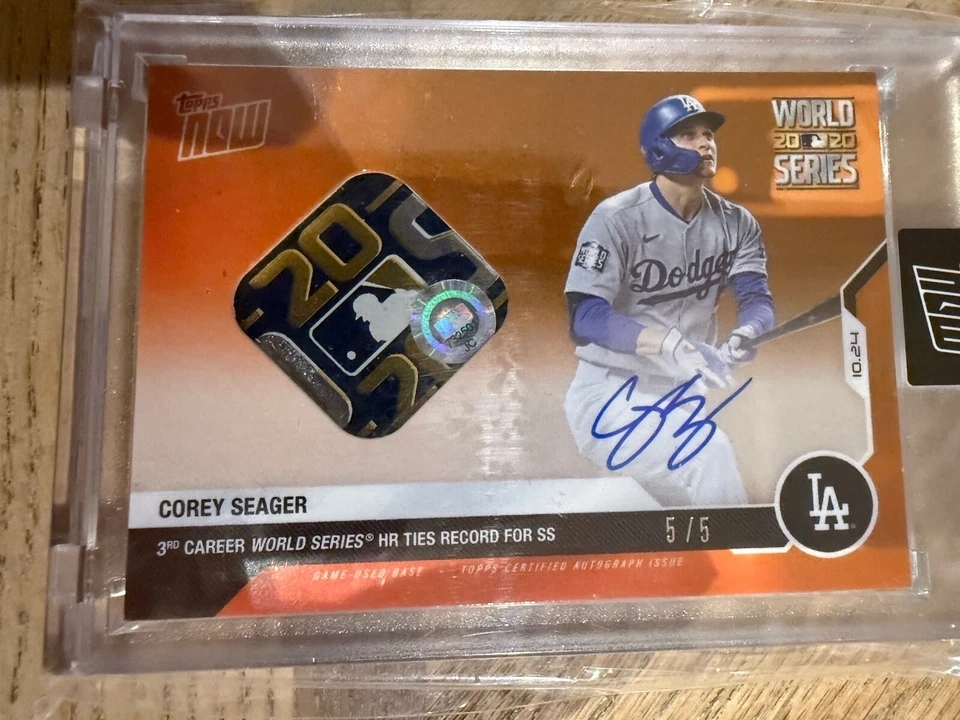 2020 Auto Game Used Base Logo Relic #5/5 Corey Seager MLB TOPPS NOW 463C WS MVP - Image 1 of 2