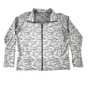Zyia Active Jacket Medium Women Cream Gray Geometric Full Zip Long Sleeve - Picture 1 of 8
