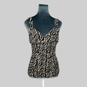 y2k vintage ruched sparkly mesh lace graphic rhinestone tank top Express sz S - Picture 1 of 8