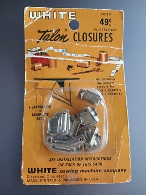 Винтажные фирменные белые металлические застежки-когти - 6 комплектов - новые из старых запасов - Изображение 1 из 2