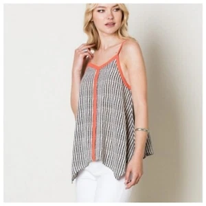 Blusa THML Mujer Pequeña Tostada Naranja Pañuelo Dobladillo Fluido Tanque Hi Lo - Imagen 1 de 10