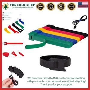 6 Inch Adjustable Hook and Loop Cable Ties for Home Office Organization 100 - Picture 1 of 9