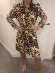 lipsy animal print shirt dress