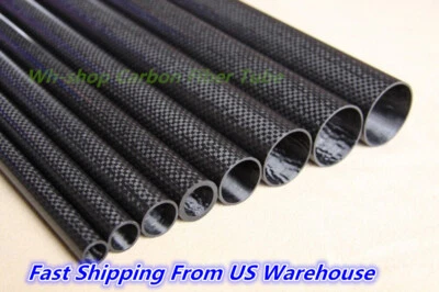 Tubo de fibra de carbono 3K 10 12 15 16 18 19 20 22 24 25 26 27 30 32 38 40 x 500MM Foto 1 de 4