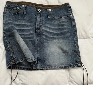 Rad OP Denim Skirt With Suede Youth Sz16 - Picture 1 of 3