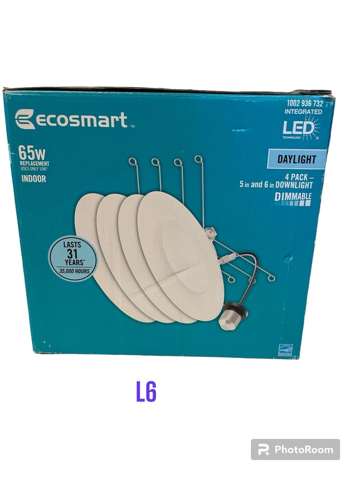 EcoSmart NB01aA10FR1-509 6" 5000K 650lm LED Dimmable Downlight (Pack of 4)