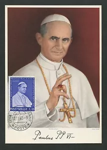VATICAN MK 1965 PAPST PAULUS POPE PAPA PAPIEZ MAXIMUMKARTE MAXIMUM CARD MC d1907 - Bild 1 von 2
