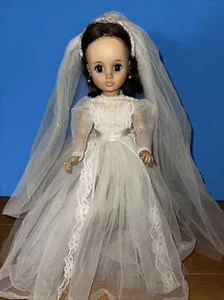 Vtg 1966 Madame Alexander ELISE Bride Doll 17" Brunette In Tagged Wedding Dress - Picture 1 of 16
