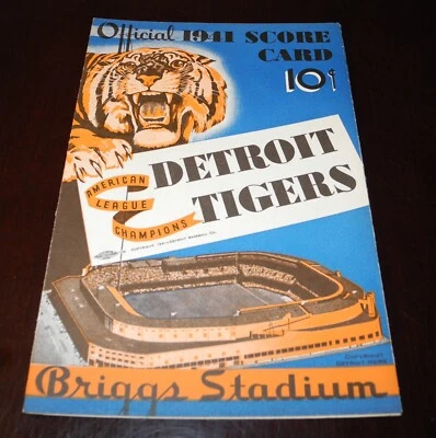 1941 Detroit Tigers vs Philadelphia Athletic Baseball Scorecard Program Unscored - Image 1 of 4