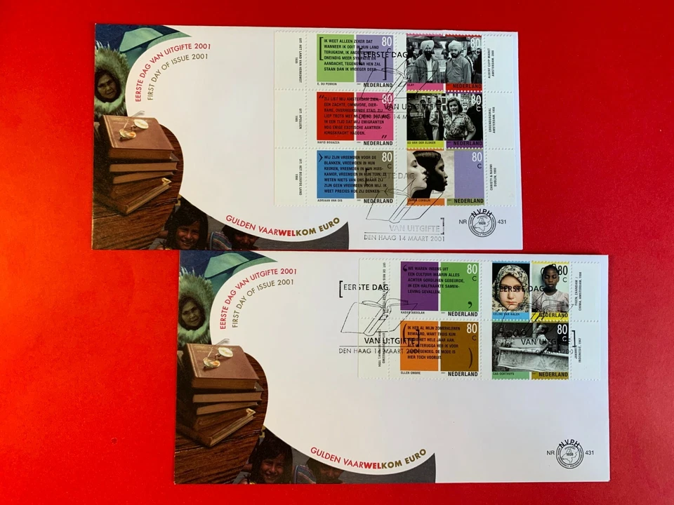 NETHERLANDS 2001 FDC 431 x 2 BOOK WEEK QUOTES - Image 1 of 1