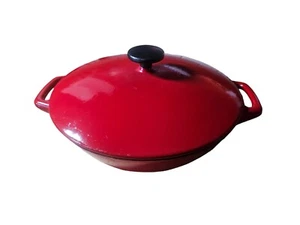 Tramontina Enameled Cherry Red Cast Iron 4 Qt Covered Round Sauce Cooking Pot - Picture 1 of 7