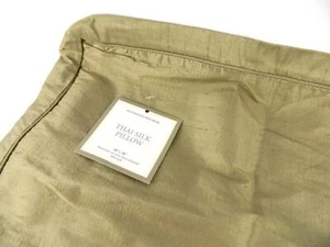 New Restoration Hardware Thai Silk Seat Cushion Pillow Sham Flax Khaki Tan 18x18 - Picture 1 of 3