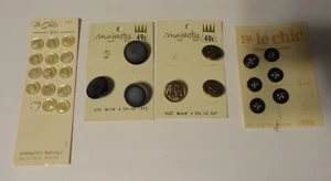 Lote de Botones Vintage Majesty & Le Chic Blanco Metal Negro Mediados de Siglo - Imagen 1 de 7