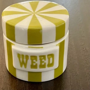 Jonathan Adler WEED Small Canister Trinket Box Jar Vice Collection Porcelain NIB - Picture 1 of 10